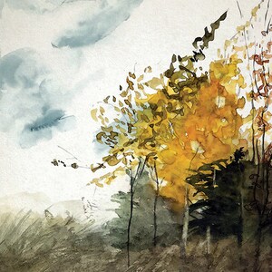 Wind in the Autumn Glen - Original Watercolor Painting - Digital Download