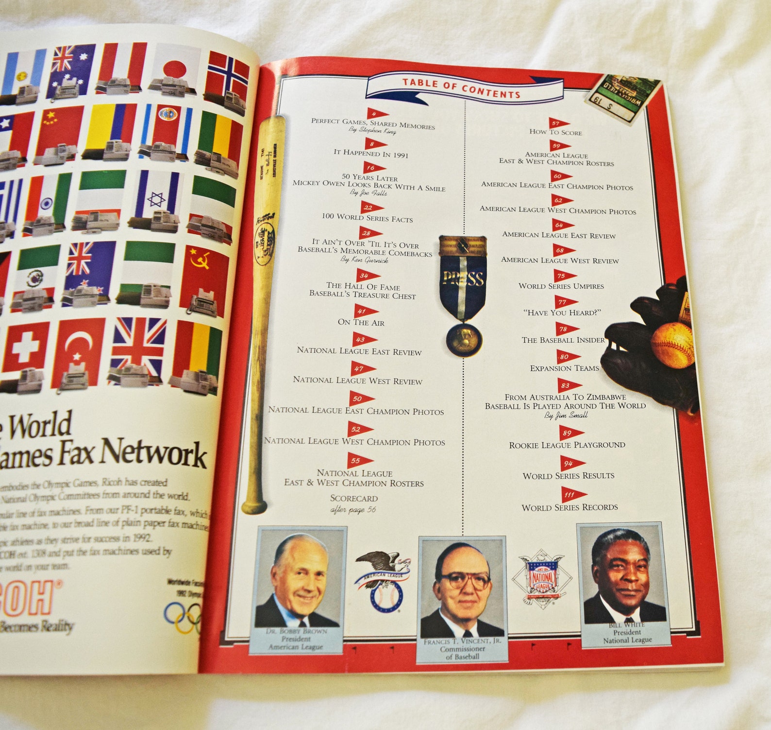 Official 1991 World Series Souvenir Scorebook Fall Classics Etsy