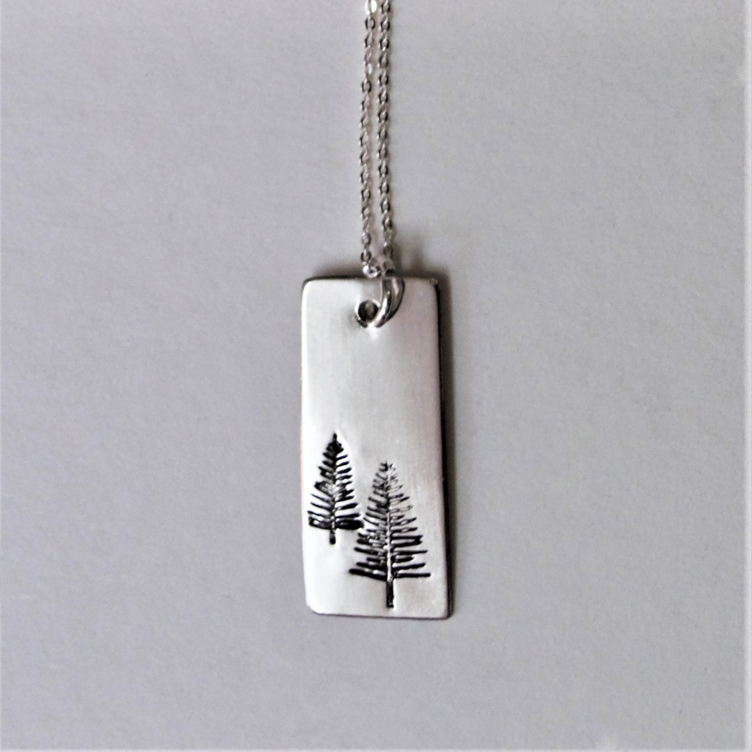 Pine Trees Necklace, Forest Necklace, Silver Tree Necklace, Silver Pine