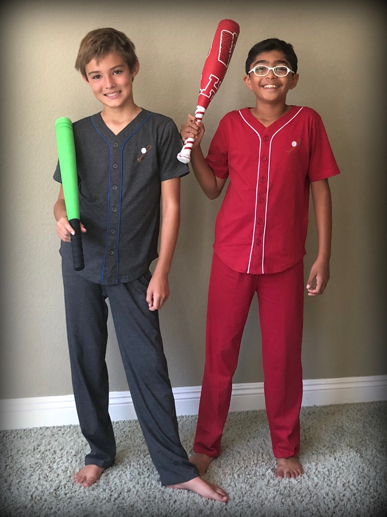 Dark Gray Baseball Kids Cotton Pajamas / Softball Pajama Etsy