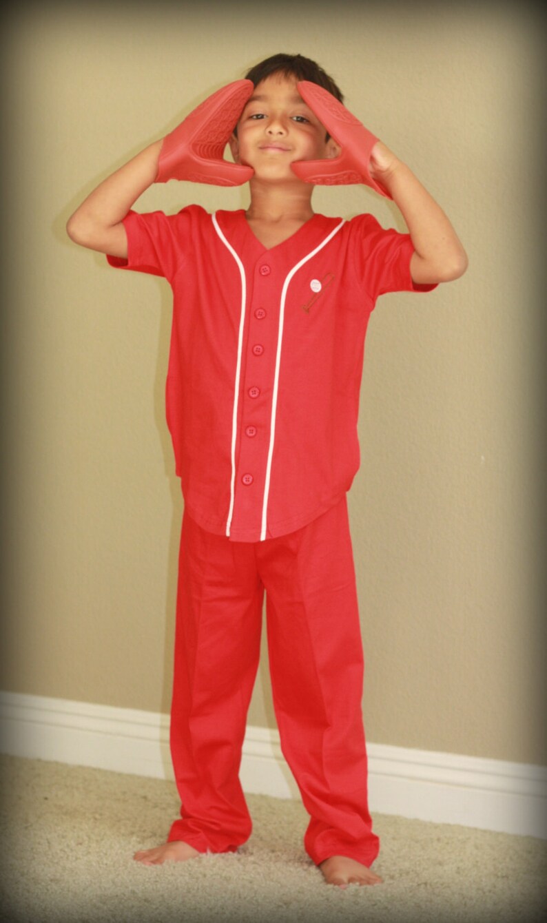 Kids Red Baseball Button Up Pajamas / Softball Pajamas / Girls Etsy