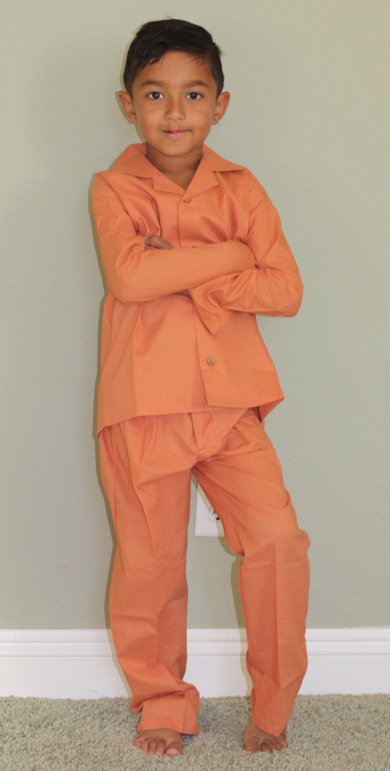 Natural Organic Orange Solid Halloween Pajama Fall Pajama