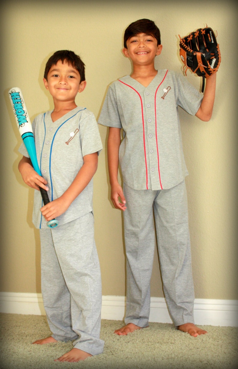 Gray Baseball Kids Cotton Pajamas / Softball Pajama/ Christmas Etsy