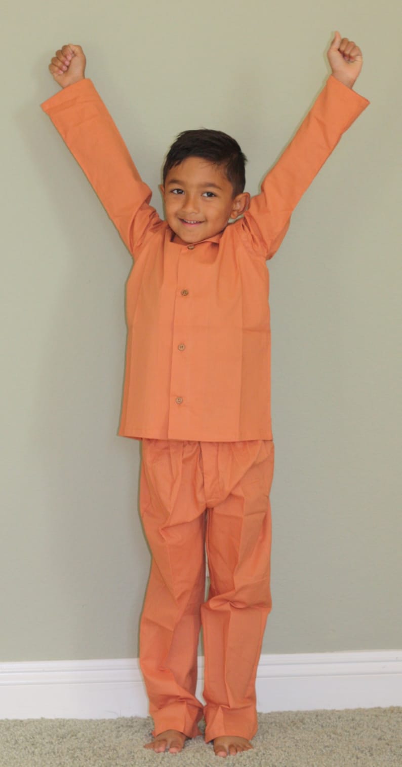 Natural Organic Orange Solid Halloween Pajama Fall Pajama