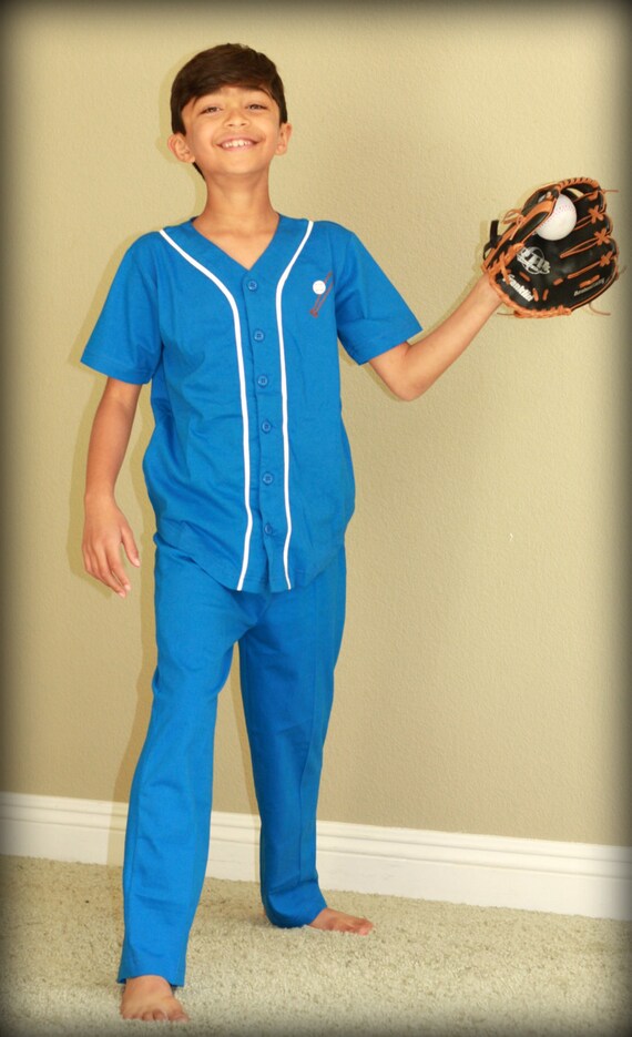 Royal Blue Baseball Pajamas / Sports Pajama / Hospital Pajama Etsy