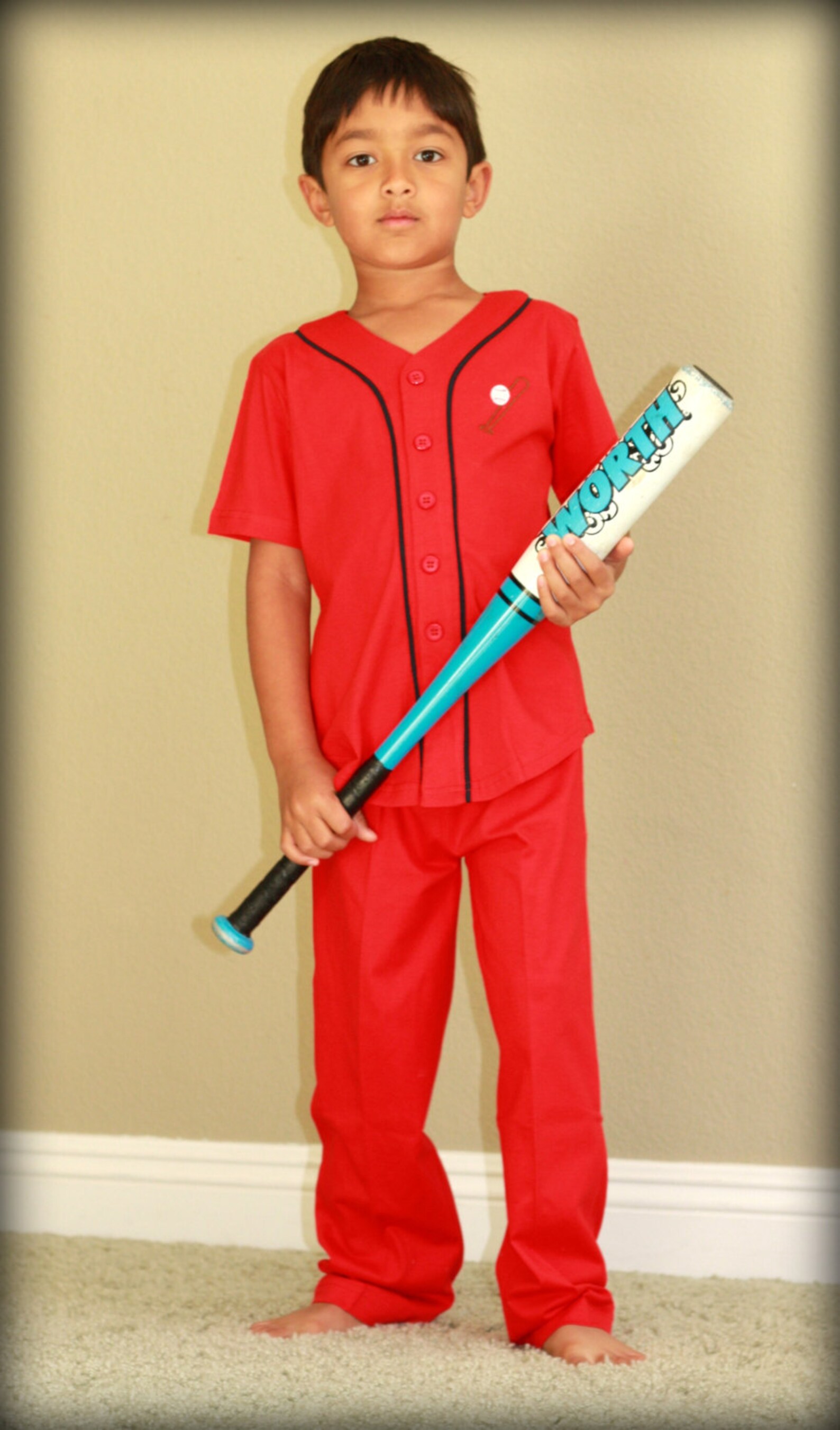Kids Red Baseball Button up Pajamas / Softball Pajamas / Girls Etsy