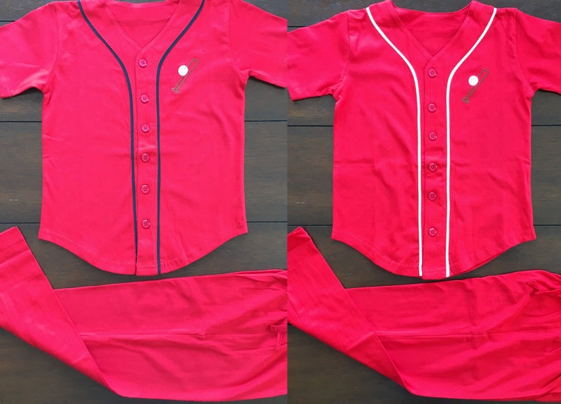 Kids Red Baseball Button Up Pajamas / Softball Pajamas / Girls Etsy
