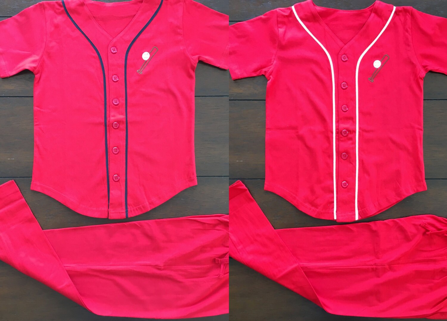Kids Red Baseball Button up Pajamas / Softball Pajamas / Girls Etsy