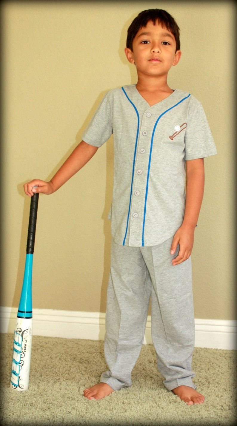 Gray Baseball Kids Cotton Pajamas / Softball Pajama/ Christmas Etsy