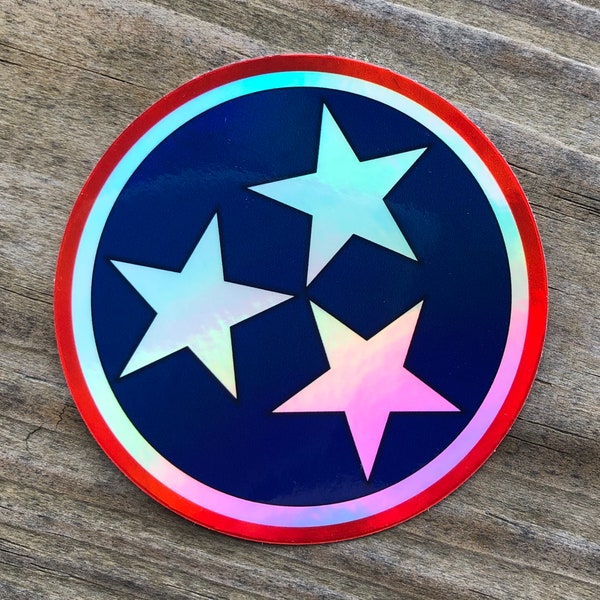 Tennessee Tri Star Holographic Waterproof Sticker ~ Free Shipping