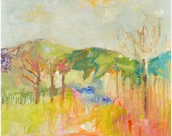 Colorful Landscapes No. 011 / Signed, Fine Art, Giclèe Print of an Oil Painting by Deana Fulton / 6" x 6" with 1" Border