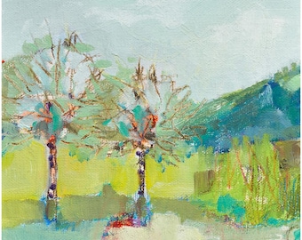 Colorful Landscapes No. 005 / Signed, Fine Art, Giclèe Print of an Oil Painting by Deana Fulton / 6" x 6" with 1" Border