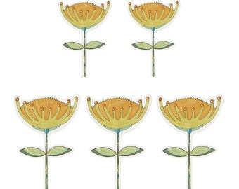 Graphic Floral, Deana Fulton, High Quality Stickers: No. 002 / Gold, Orange & Green
