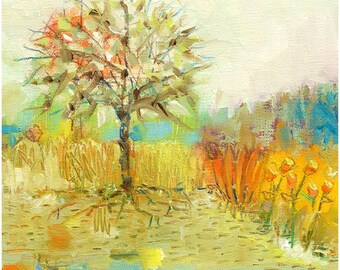 Colorful Landscapes No. 019 / Signed, Fine Art, Giclèe Print of an Oil Painting by Deana Fulton / 6" x 6" with 1" Border