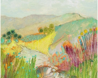 Colorful Landscapes No. 017 / Signed, Fine Art, Giclèe Print of an Oil Painting by Deana Fulton / 6" x 6" with 1" Border
