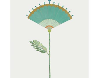 Graphic Floral No. 006 / Fine Art Giclèe Print / Teal and Green  8"x10", 11"x14" and 16"x20" by Deana Fulton
