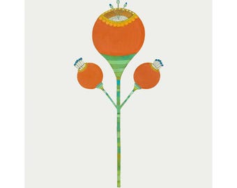Graphic Floral No. 007 / Fine Art Giclèe Print / Red and Green  8"x10", 11"x14", 16"x20" by Deana Fulton