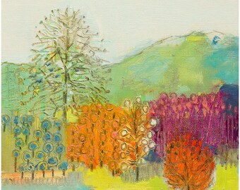Colorful Landscapes No. 021 / Signed, Fine Art, Giclèe Print of an Oil Painting by Deana Fulton / 6" x 6" with 1" Border