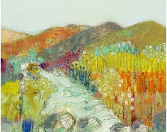 Colorful Landscape No. 025 / Signed, Fine Art, Giclèe Print of an Oil Painting by Deana Fulton / 6" x 6" with 1" Border