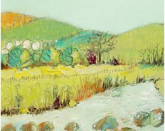 Colorful Landscapes No. 022 / Signed, Fine Art, Giclèe Print of an Oil Painting by Deana Fulton / 6" x 6" with 1" Border