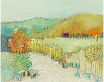 Colorful Landscapes No. 023 / Signed, Fine Art, Giclèe Print of an Oil Painting by Deana Fulton / 6" x 6" with 1" Border