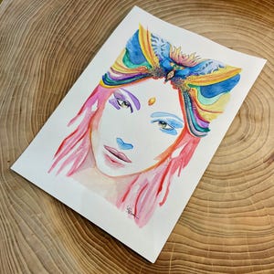 Dipinto originale su cartoncino, ópera d'arte olística oro e colore. "Rainha Mística".