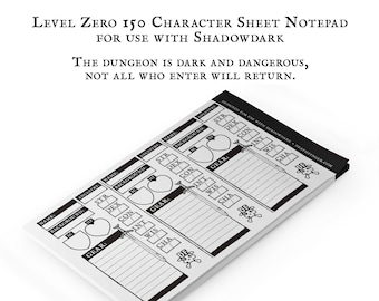 Bloc-notes Level Zero 150 caractères à utiliser avec Shadowdark