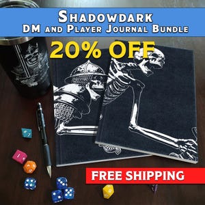 Lot Shadowdark RPG MD et journal des personnages - Un carnet pour les campagnes des joueurs et des MD, les PNJ et les notes de session