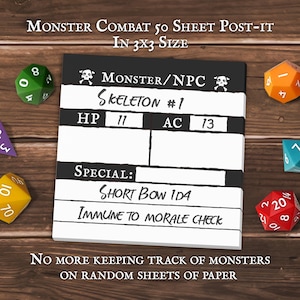 Death Finger's Monster Combat 50 Sheet Post-it® Note Pads in 3x3 Size