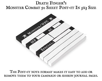 Blocco note Post-it® da 50 fogli Death Finger's Monster Combat in formato 3x3