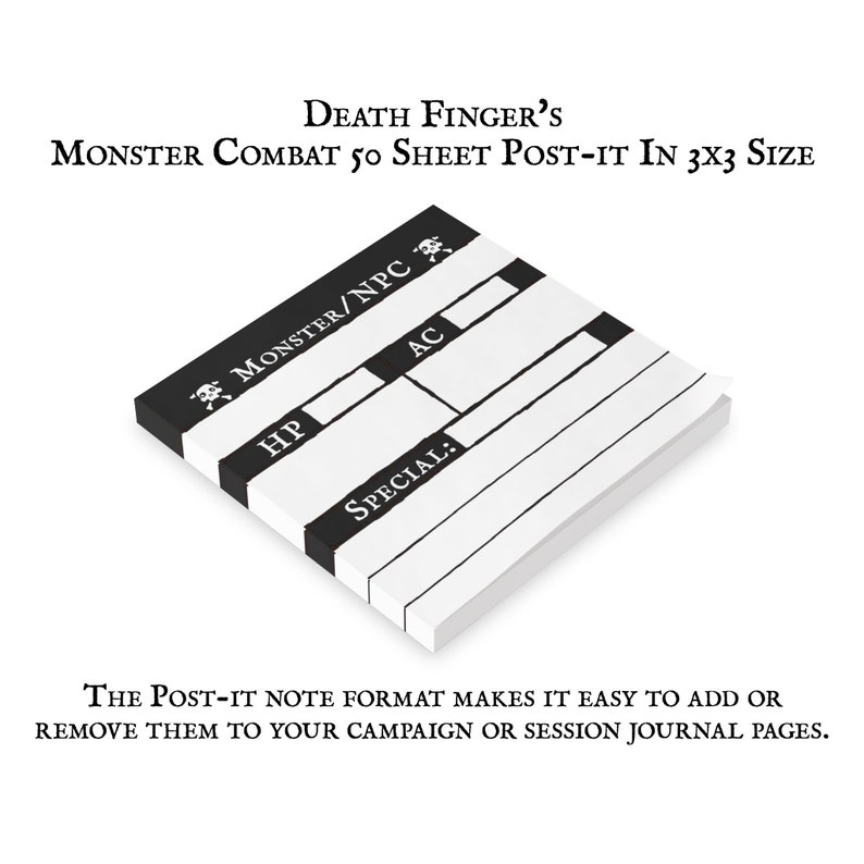 Death Finger's Monster Combat 50 Sheet Post-it® Note Pads in 3x3 Size image 1