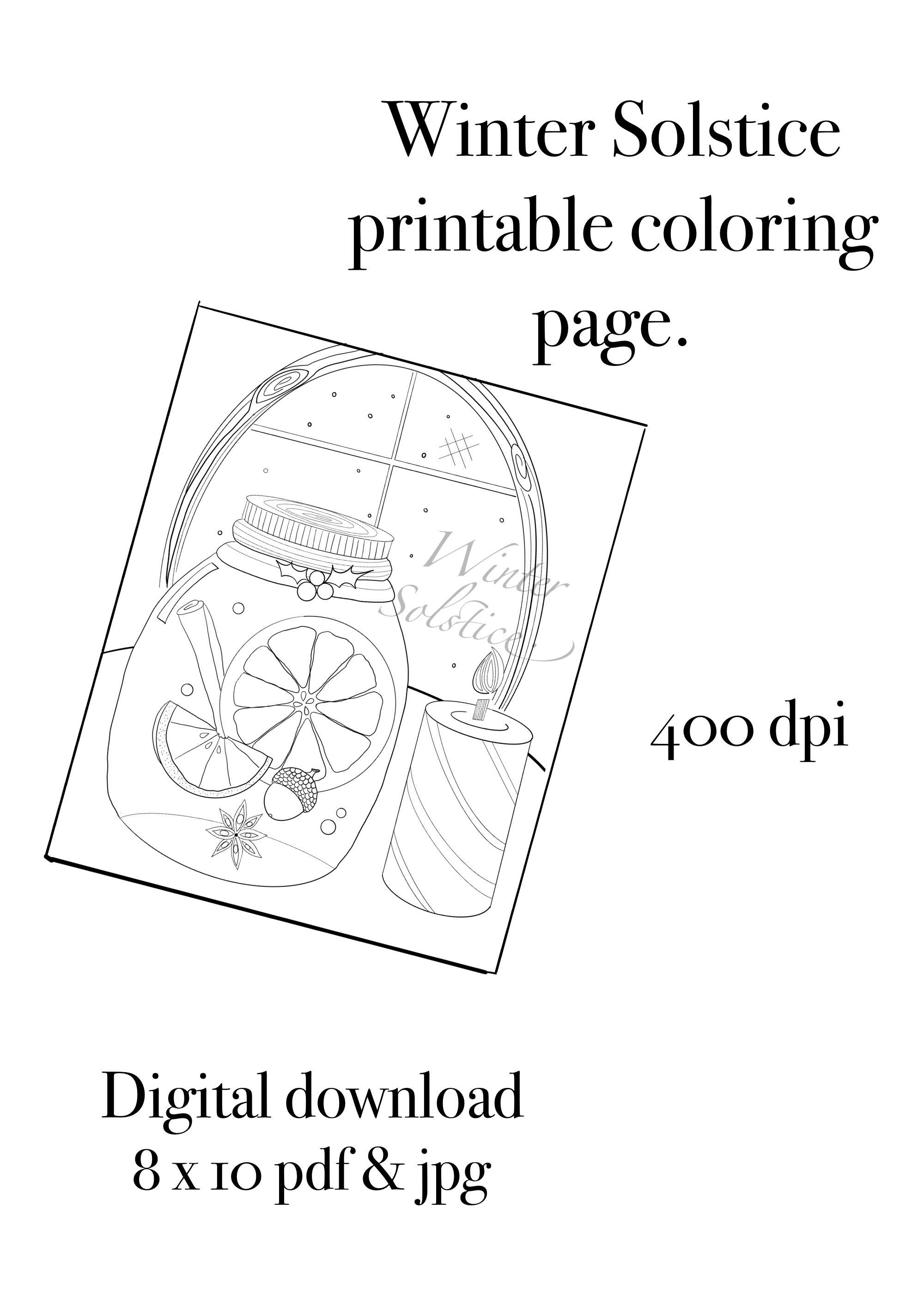 Winter Solstice Printable Coloring Page | Etsy