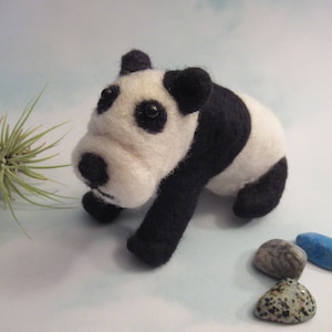 Mini Panda, Felted Bear, Handmade Animal