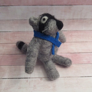 Mini Raccoon, Felted Animal, Handmade Pet
