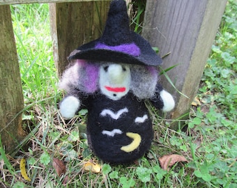 CLEARANCE, Ugly Witch Figure, Felted Witch, Halloween Decor