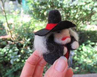 Tiny Witch Figure, Felted Witch, Mini Witch