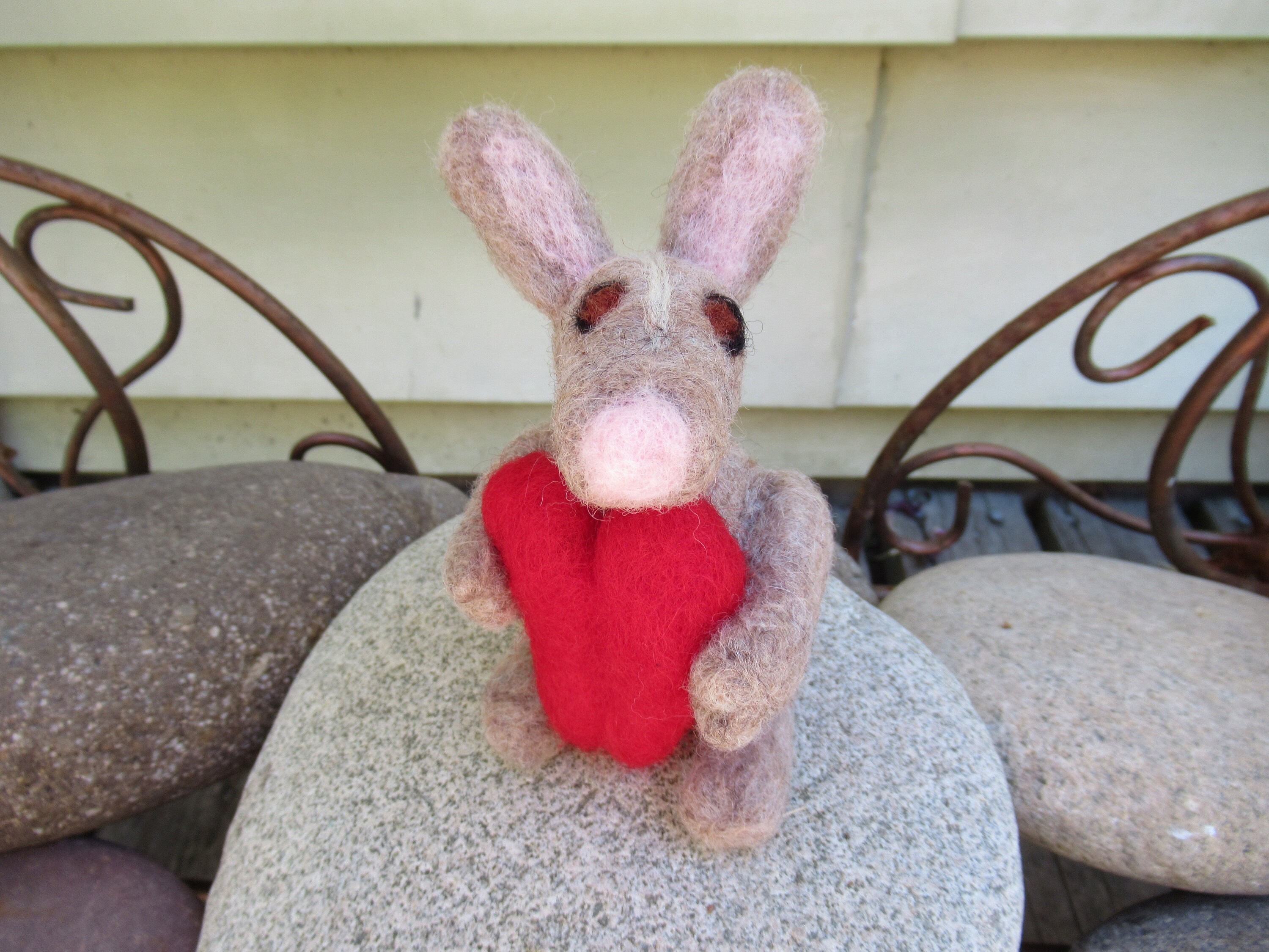 Bunny With Heart Rabbit Figure Felted Rabbit | Etsy
