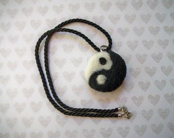 Yin Yang Pendant, Felted Jewelry, Handmade Pendant, Simple Necklace