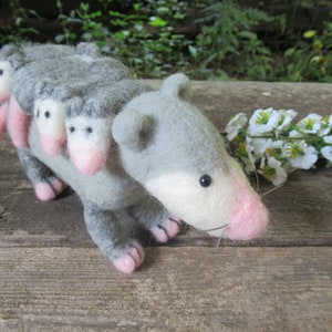 Possum With Babies, Felted Possum Figure, Animal Lover Gift