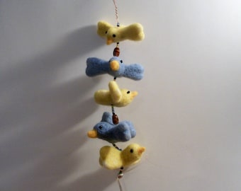 CLEARANCE, Felted Mobile, Nursery Mobile, Bird Mobile