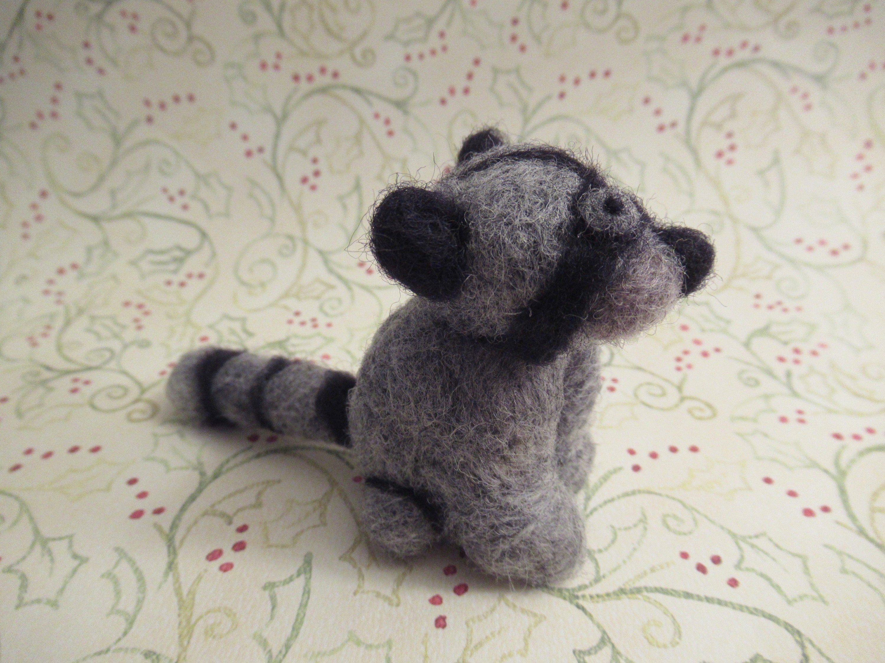 Raccoon Mini Gift Tiny Plush Felted Raccoon Pocket Pet Stocking Stuffer