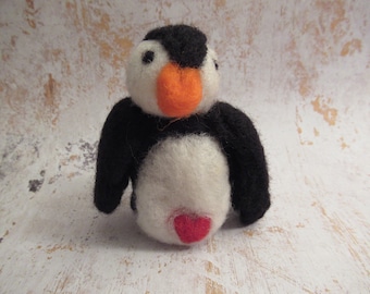 Felted Penguin, Handmade Bird, Penguin Figure