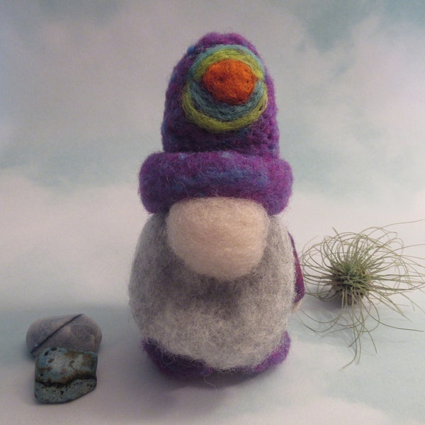 Purple Gnome, Whimsical Figure, Handmade Sprite