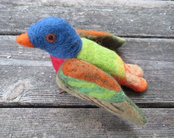 Colorful Bird, Felted Bird, Bird Lover Gift, Wild Bird Figure