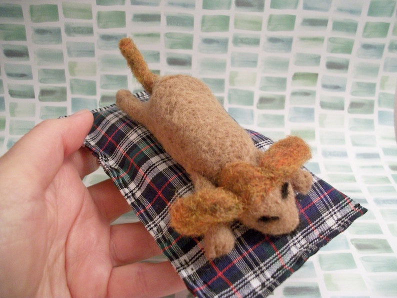 Handmade Gift Felted Dog Sleeping Dog Dog Bed