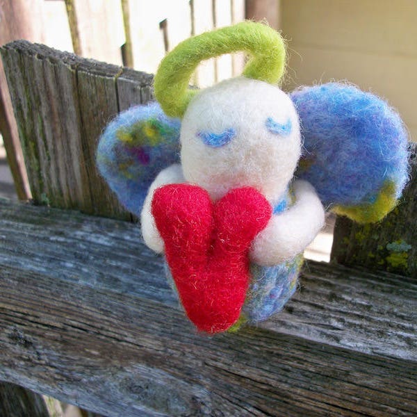 Handmade Angel, FeltWithAHeart, Angel Gift, Needle Felting