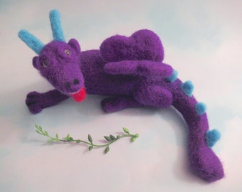 Purple Dragon, Mini Dragon, Felted Figure