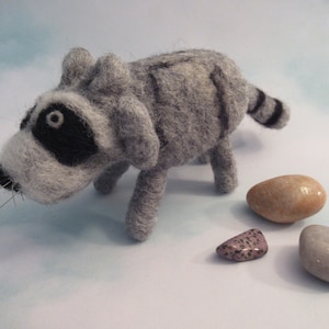 Felted Raccoon, Wild Animal, Handmade Raccoon