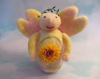 Earthy Angel, Felted Angel, Handmade Gift