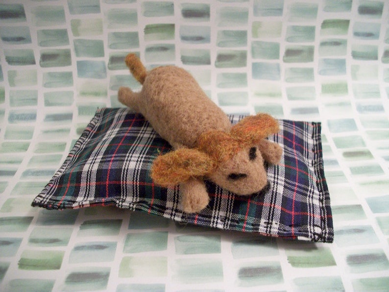 Handmade Gift Felted Dog Sleeping Dog Dog Bed